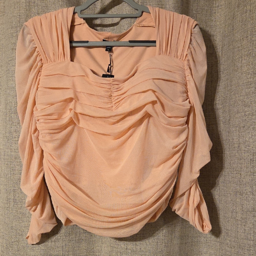 wExpress Peach Ruched Blouse